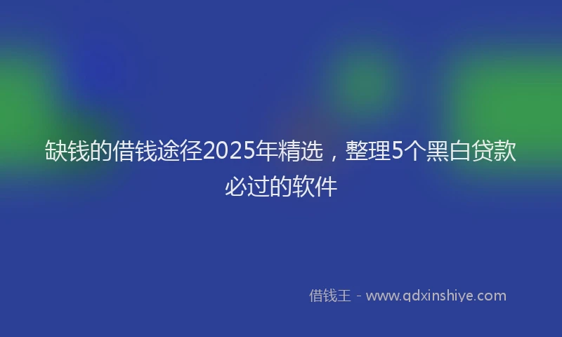 缺钱的借钱途径2025年精选，整理5个黑白贷款必过的软件