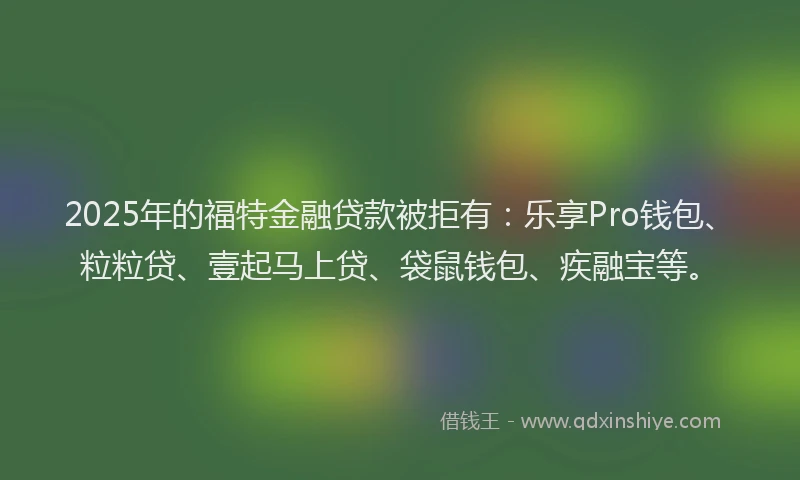 2025年的福特金融贷款被拒有：乐享Pro钱包、粒粒贷、壹起马上贷、袋鼠钱包、疾融宝等。