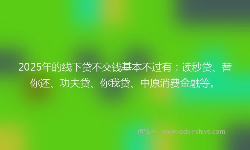 2025年的线下贷不交钱基本不过有：读秒贷、替你还、功夫贷、你我贷、中原消费金融等。