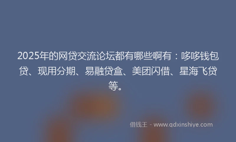 2025年的网贷交流论坛都有哪些啊有：哆哆钱包贷、现用分期、易融贷盒、美团闪借、星海飞贷等。