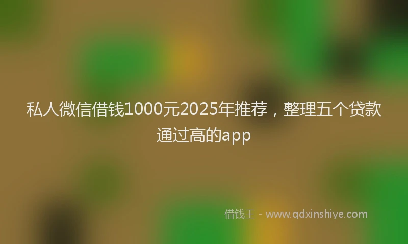 私人微信借钱1000元2025年推荐，整理五个贷款通过高的app
