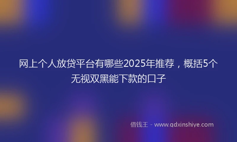 网上个人放贷平台有哪些2025年推荐，概括5个无视双黑能下款的口子