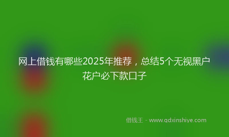 网上借钱有哪些2025年推荐，总结5个无视黑户花户必下款口子