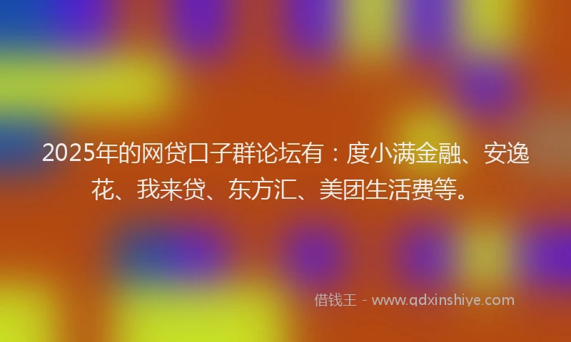 2025年的网贷口子群论坛有：度小满金融、安逸花、我来贷、东方汇、美团生活费等。