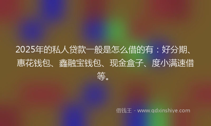 2025年的私人贷款一般是怎么借的有：好分期、惠花钱包、鑫融宝钱包、现金盒子、度小满速借等。