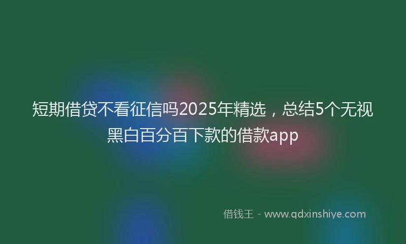 短期借贷不看征信吗2025年精选，总结5个无视黑白百分百下款的借款app