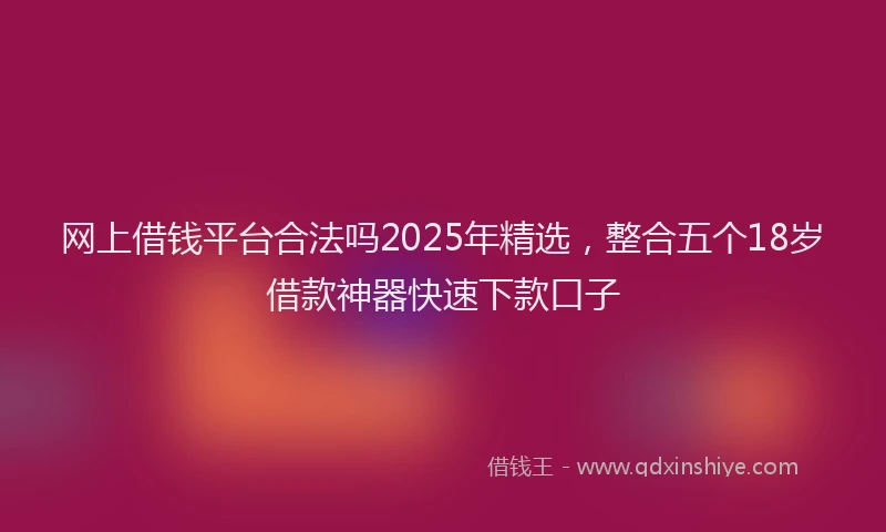 网上借钱平台合法吗2025年精选，整合五个18岁借款神器快速下款口子