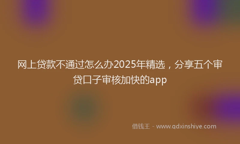 网上贷款不通过怎么办2025年精选，分享五个审贷口子审核加快的app