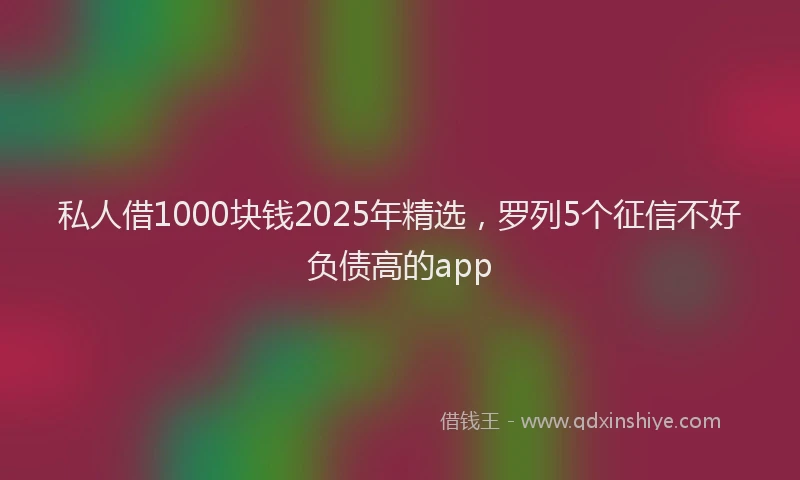 私人借1000块钱2025年精选，罗列5个征信不好负债高的app