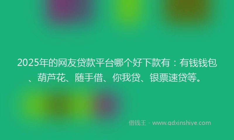 2025年的网友贷款平台哪个好下款有：有钱钱包、葫芦花、随手借、你我贷、银票速贷等。
