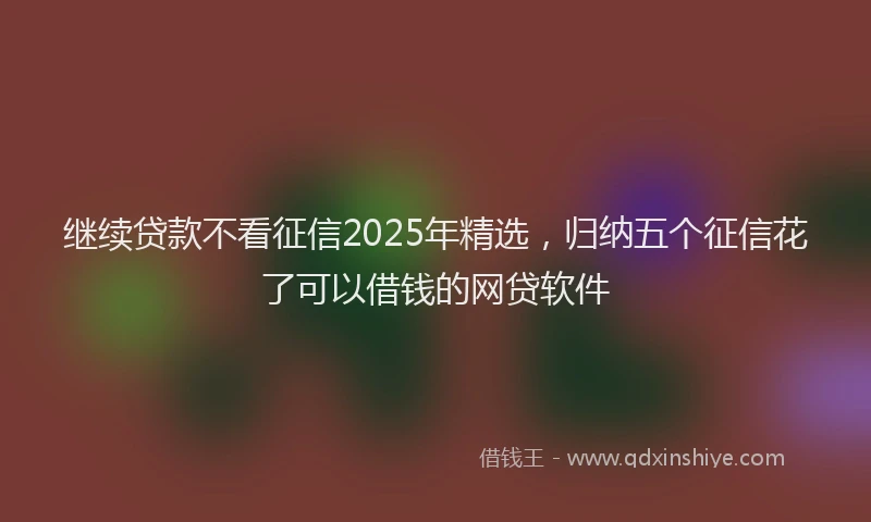 继续贷款不看征信2025年精选，归纳五个征信花了可以借钱的网贷软件