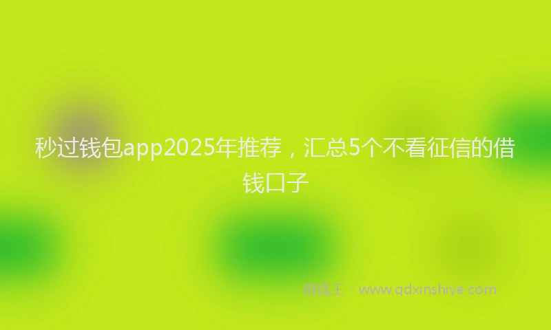 秒过钱包app2025年推荐，汇总5个不看征信的借钱口子