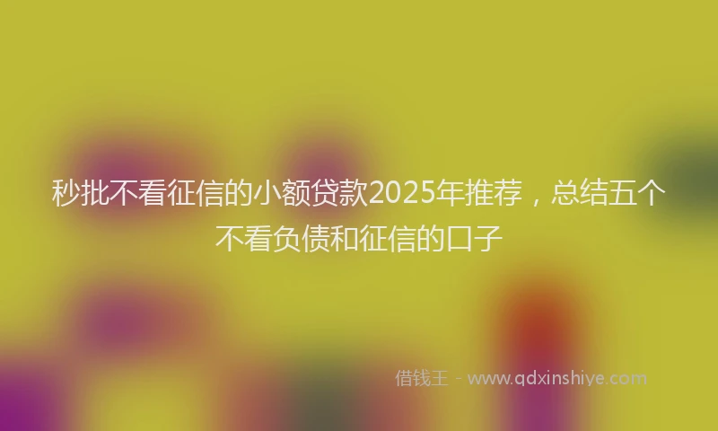 秒批不看征信的小额贷款2025年推荐，总结五个不看负债和征信的口子