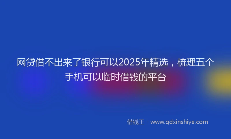 网贷借不出来了银行可以2025年精选，梳理五个手机可以临时借钱的平台