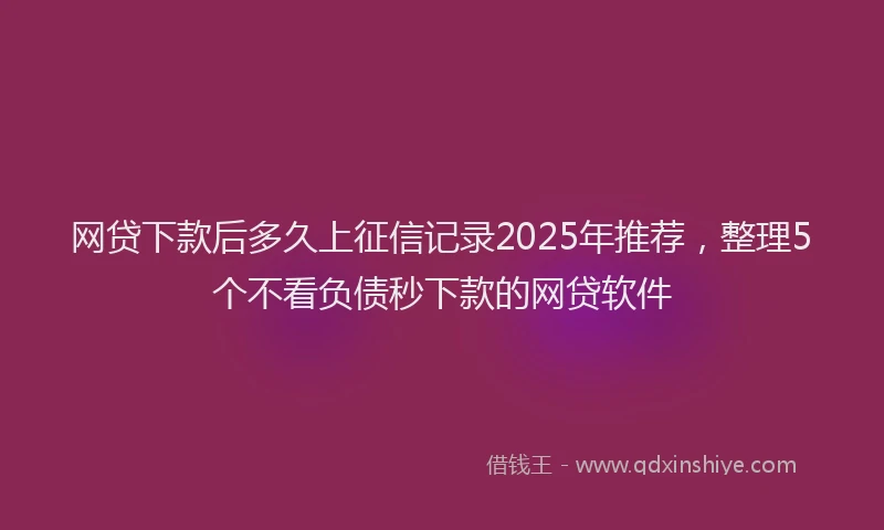网贷下款后多久上征信记录2025年推荐，整理5个不看负债秒下款的网贷软件