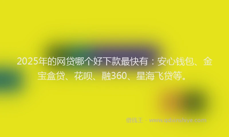 2025年的网贷哪个好下款最快有：安心钱包、金宝盒贷、花呗、融360、星海飞贷等。