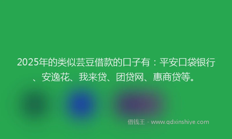 2025年的类似芸豆借款的口子有：平安口袋银行、安逸花、我来贷、团贷网、惠商贷等。