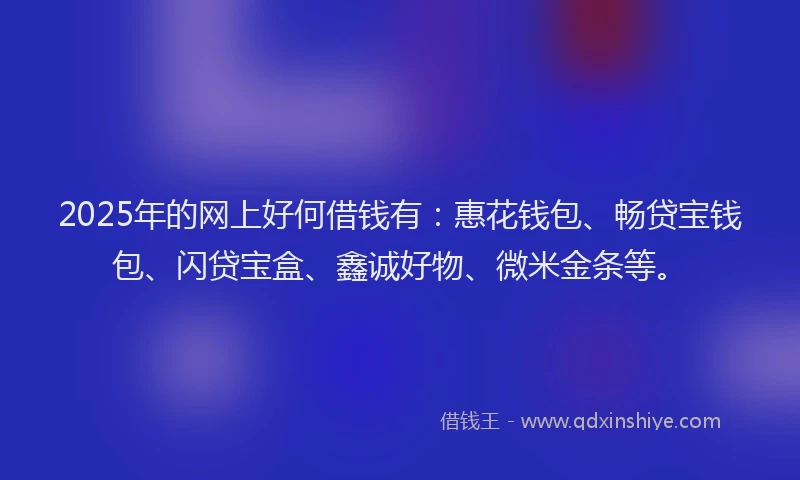 2025年的网上好何借钱有：惠花钱包、畅贷宝钱包、闪贷宝盒、鑫诚好物、微米金条等。