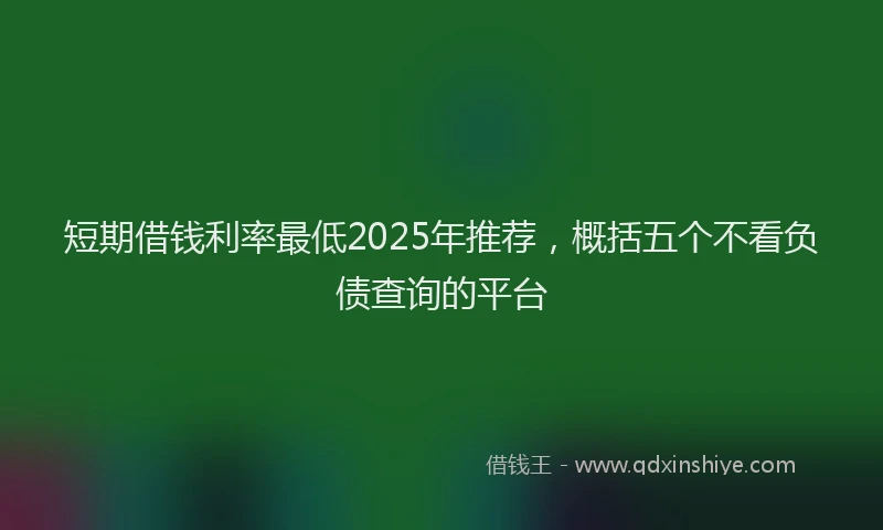 短期借钱利率最低2025年推荐，概括五个不看负债查询的平台