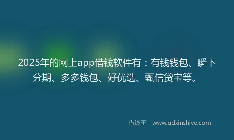2025年的网上app借钱软件有：有钱钱包、瞬下分期、多多钱包、好优选、甄信贷宝等。