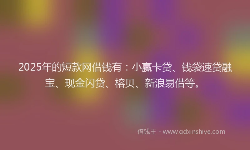2025年的短款网借钱有：小赢卡贷、钱袋速贷融宝、现金闪贷、榕贝、新浪易借等。