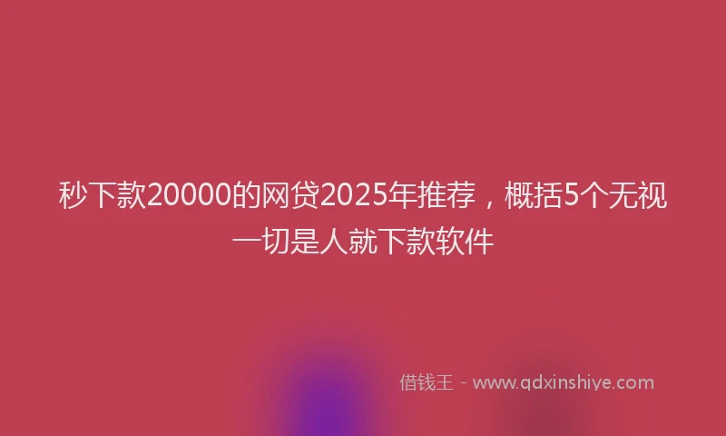 秒下款20000的网贷2025年推荐，概括5个无视一切是人就下款软件