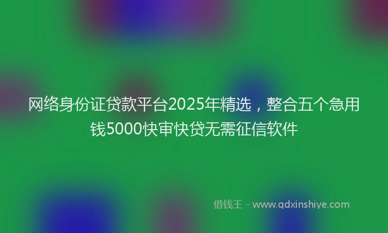 网络身份证贷款平台2025年精选，整合五个急用钱5000快审快贷无需征信软件