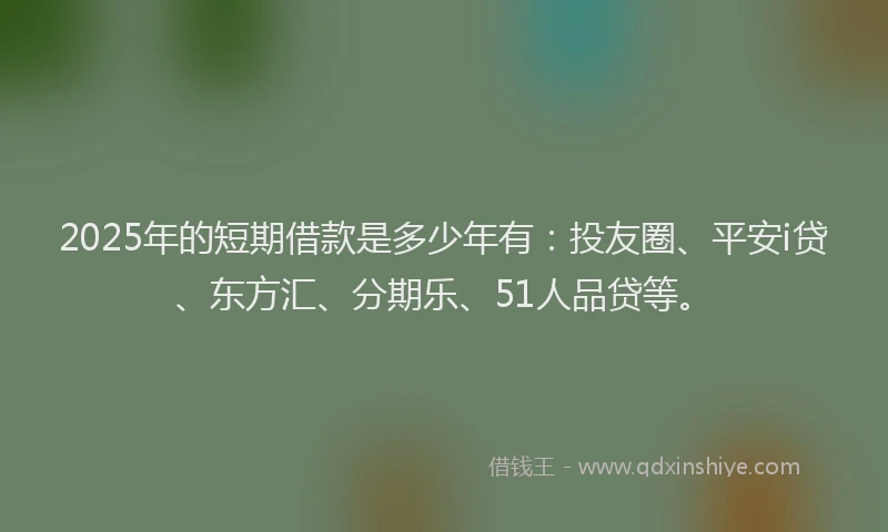 2025年的短期借款是多少年有：投友圈、平安i贷、东方汇、分期乐、51人品贷等。