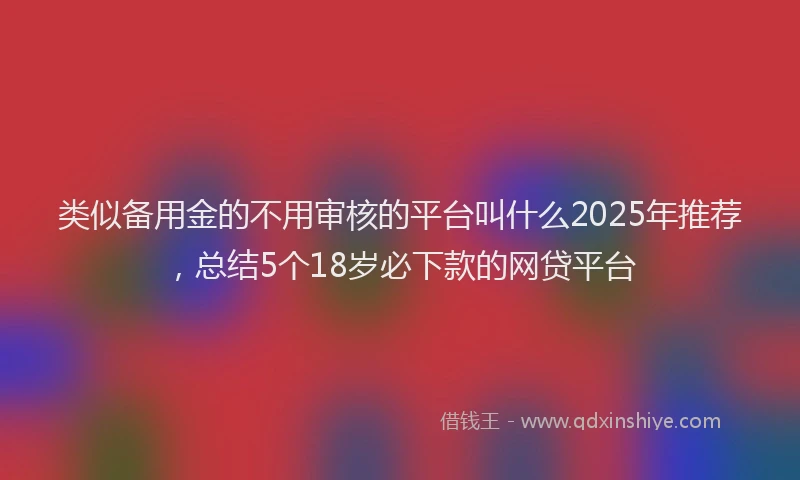 类似备用金的不用审核的平台叫什么2025年推荐，总结5个18岁必下款的网贷平台