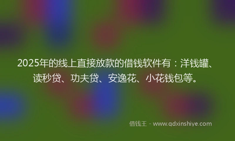 2025年的线上直接放款的借钱软件有：洋钱罐、读秒贷、功夫贷、安逸花、小花钱包等。