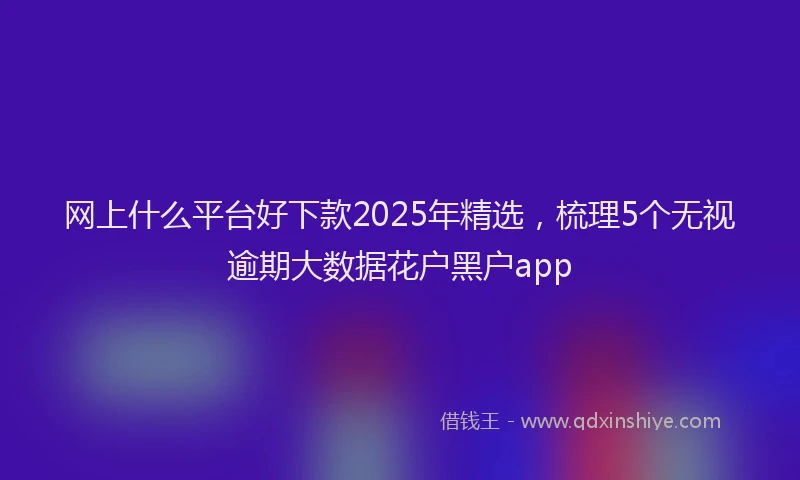 网上什么平台好下款2025年精选，梳理5个无视逾期大数据花户黑户app