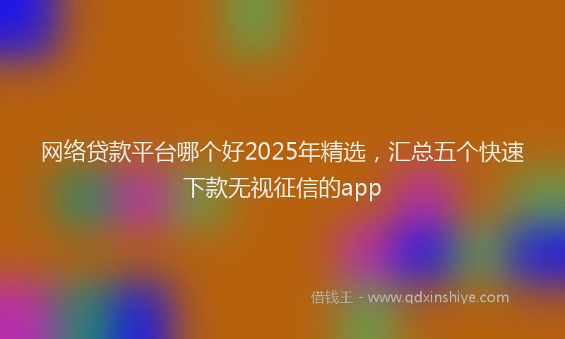 网络贷款平台哪个好2025年精选，汇总五个快速下款无视征信的app