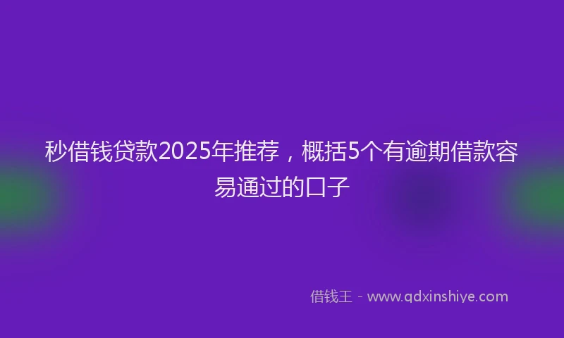秒借钱贷款2025年推荐，概括5个有逾期借款容易通过的口子