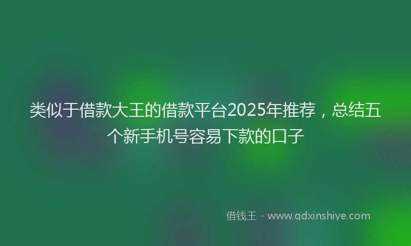 类似于借款大王的借款平台2025年推荐，总结五个新手机号容易下款的口子
