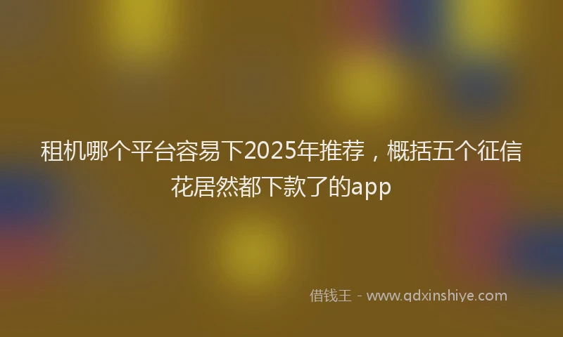 租机哪个平台容易下2025年推荐，概括五个征信花居然都下款了的app