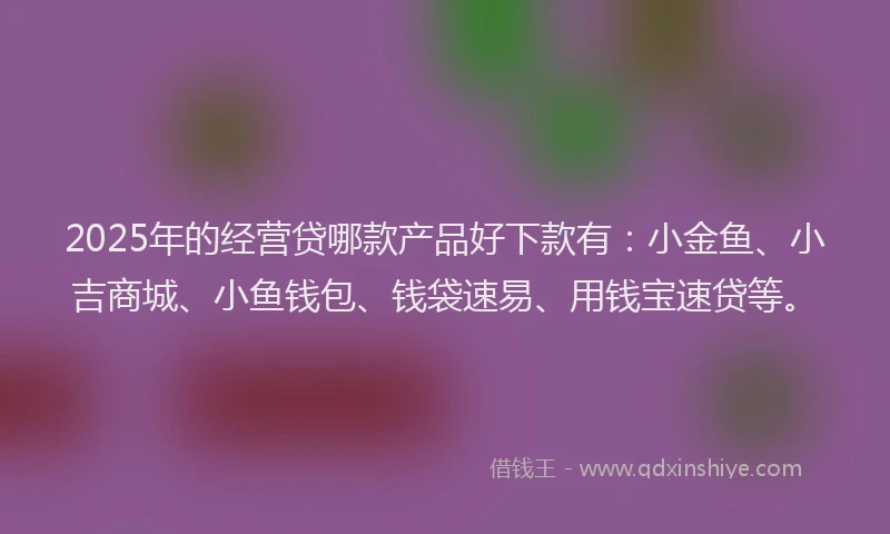 2025年的经营贷哪款产品好下款有：小金鱼、小吉商城、小鱼钱包、钱袋速易、用钱宝速贷等。