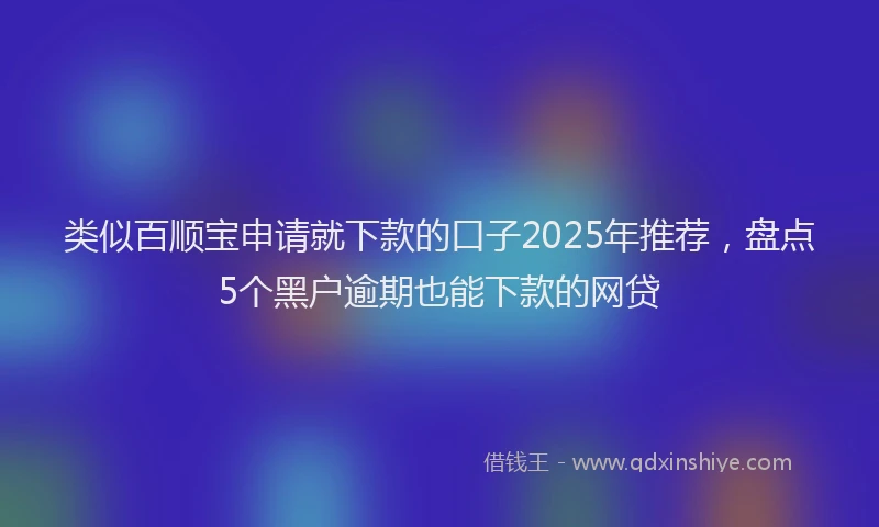 类似百顺宝申请就下款的口子2025年推荐，盘点5个黑户逾期也能下款的网贷