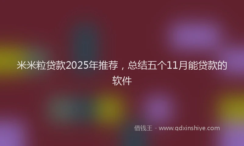 米米粒贷款2025年推荐，总结五个11月能贷款的软件