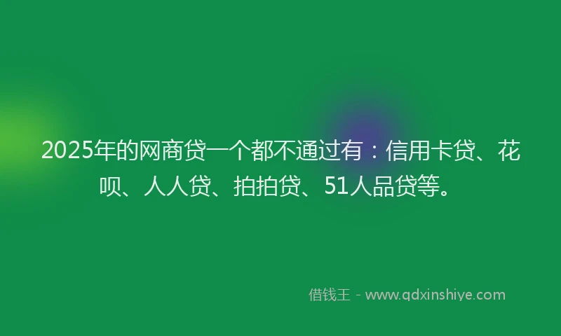 2025年的网商贷一个都不通过有：信用卡贷、花呗、人人贷、拍拍贷、51人品贷等。
