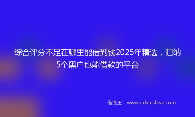 综合评分不足在哪里能借到钱2025年精选，归纳5个黑户也能借款的平台
