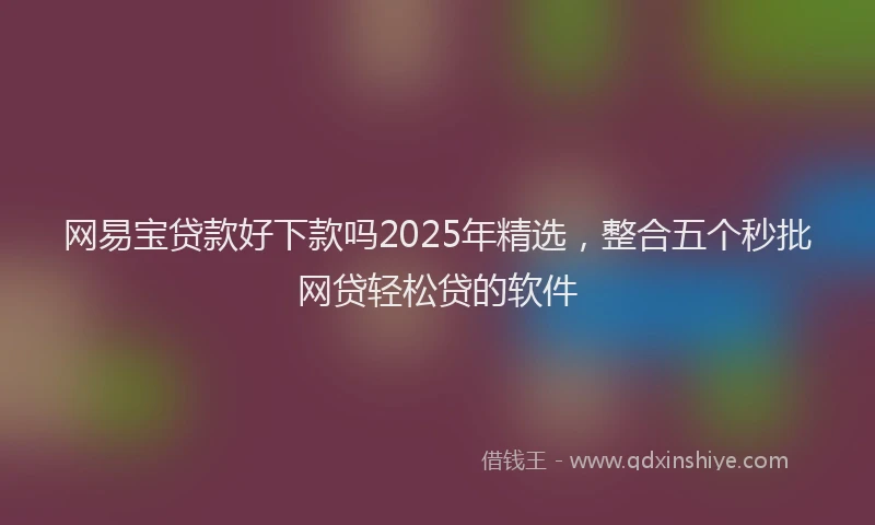网易宝贷款好下款吗2025年精选，整合五个秒批网贷轻松贷的软件