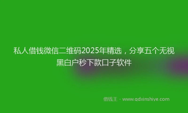私人借钱微信二维码2025年精选，分享五个无视黑白户秒下款口子软件