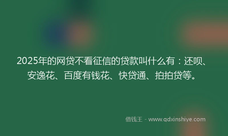 2025年的网贷不看征信的贷款叫什么有：还呗、安逸花、百度有钱花、快贷通、拍拍贷等。