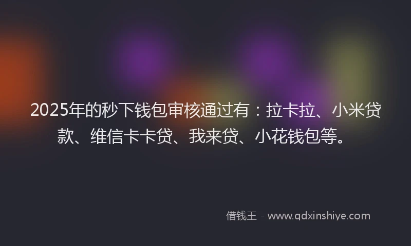 2025年的秒下钱包审核通过有：拉卡拉、小米贷款、维信卡卡贷、我来贷、小花钱包等。