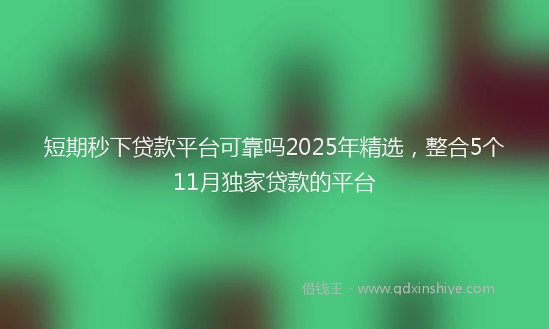 短期秒下贷款平台可靠吗2025年精选，整合5个11月独家贷款的平台