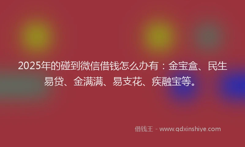 2025年的碰到微信借钱怎么办有：金宝盒、民生易贷、金满满、易支花、疾融宝等。