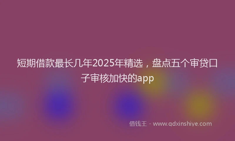 短期借款最长几年2025年精选，盘点五个审贷口子审核加快的app