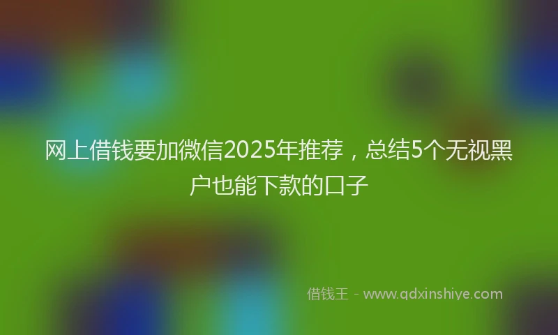 网上借钱要加微信2025年推荐，总结5个无视黑户也能下款的口子