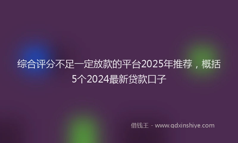 综合评分不足一定放款的平台2025年推荐，概括5个2024最新贷款口子