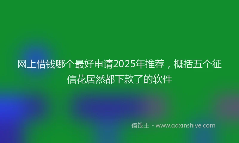 网上借钱哪个最好申请2025年推荐，概括五个征信花居然都下款了的软件